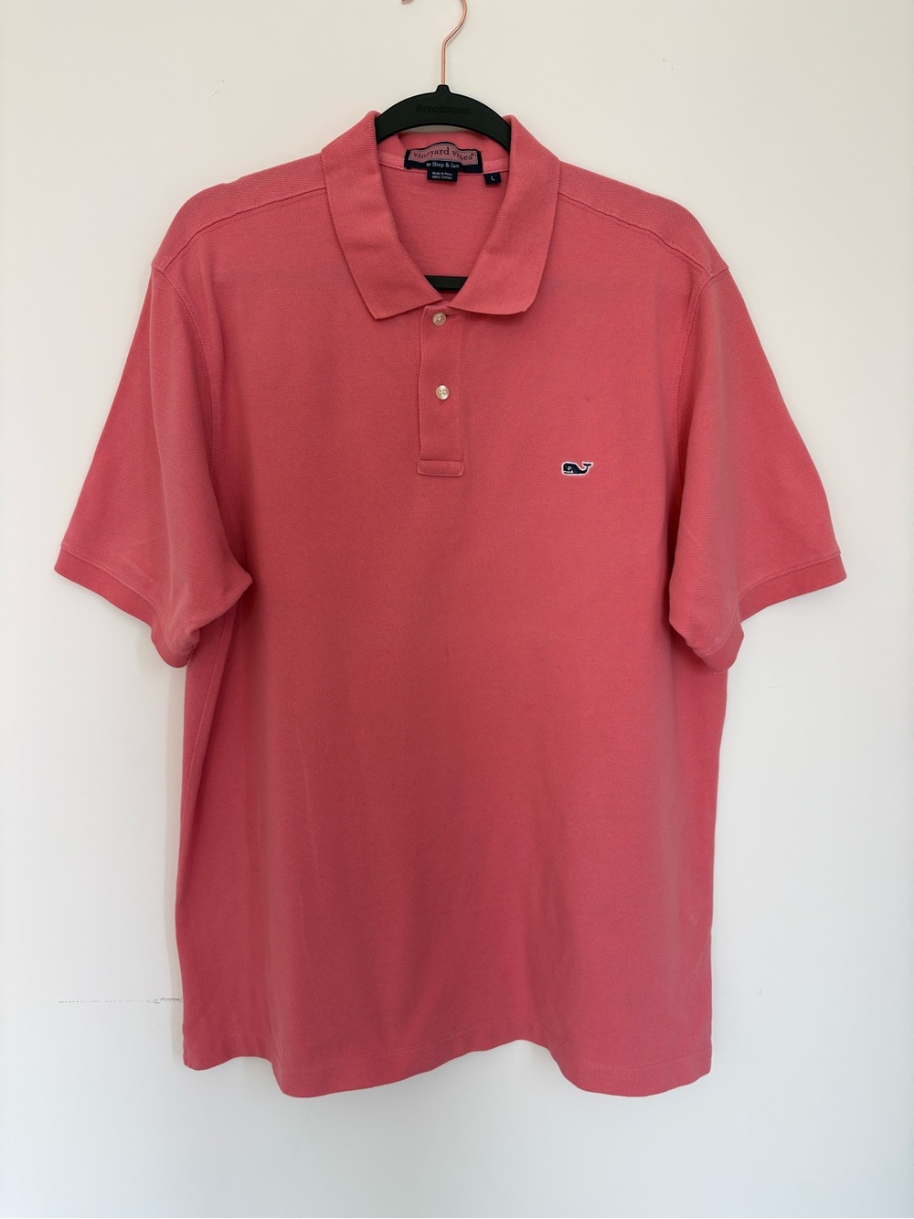 Vineyard Vines Men’s Pink Pique Polo Shirt Size Large Whale Logo Classic Preppy